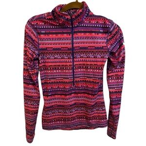 Nike Pro Dri Fit Pink and Purple Aztec Half Zip Long Sleeve